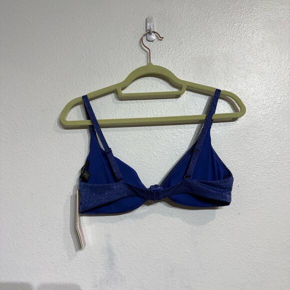 Aqua Swim Blue Metallic Twist Front Bikini Swim Top Sz M NWT - Picture 7 of 9